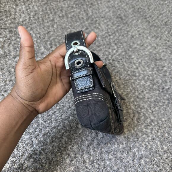 Coach 6280 Y2k Black Soho Signature Monogram Shoulder Bag 90s Small Vintage - Picture 7 of 16